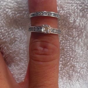 Engagement and wedding band set for a woman.